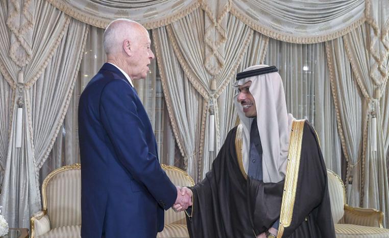 وزير الخارجية السعودي الامير فيصل بن فرحان والرئيس التونسي قيس سعيد