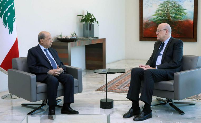الرئيس اللبناني ميشال عون يستقبل رئيس الوزراء المكلف نجيب ميقاتي