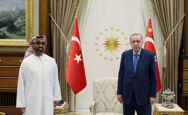 الرئيس التركي رجب طيب إردوغان ومستشار الأمن القومي الاماراتي الشيخ طحنون بن زايد آل نهيان