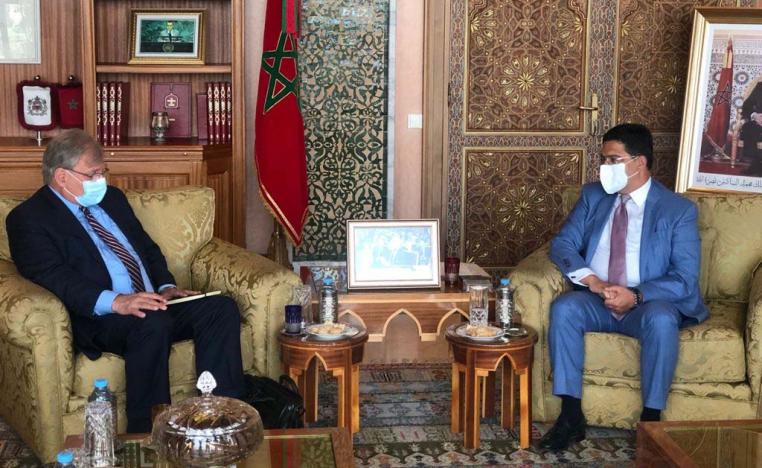 Norland (L) during his meeting with Bourita in Rabat