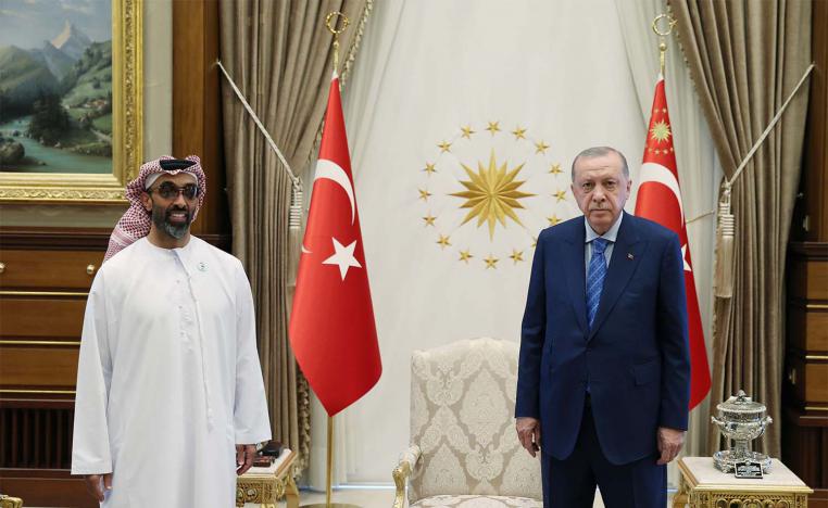 Turkish President Tayyip Erdogan meets with UAE National Security Adviser Sheikh Tahnoun bin Zayed Al Nahyan in Ankara