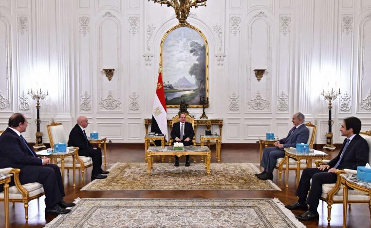 الرئيس المصري عبدالفتاح السيسي  يستقبل رئيس البرلمان الليبي عقيلة صالح ورئيس الجيش الوطني الليبي خليفة حفتر