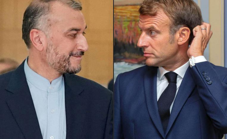 تركيب لصورة بين الرئيس الفرنسي ايمانويل ماكرون ووزير الخارجية الإيراني حسين أمير عبداللهيان