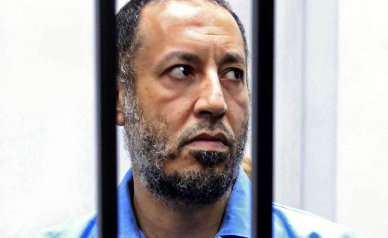 الساعدي القذافي اثناء محاكمته في طرابلس