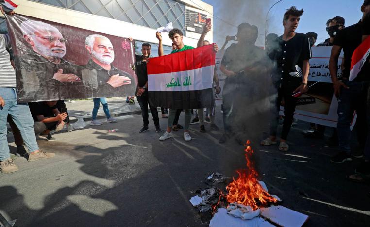 محتجون من الحشد الشعبي ضد نتائج الانتخابات في العراق