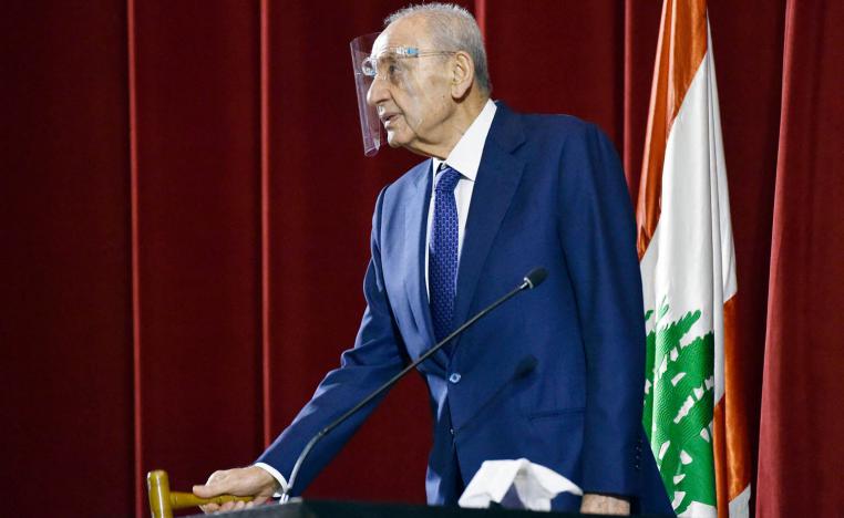 رئيس البرلمان اللبناني ورئيس حركة أمل نبيه بري في جلسة برلمانية