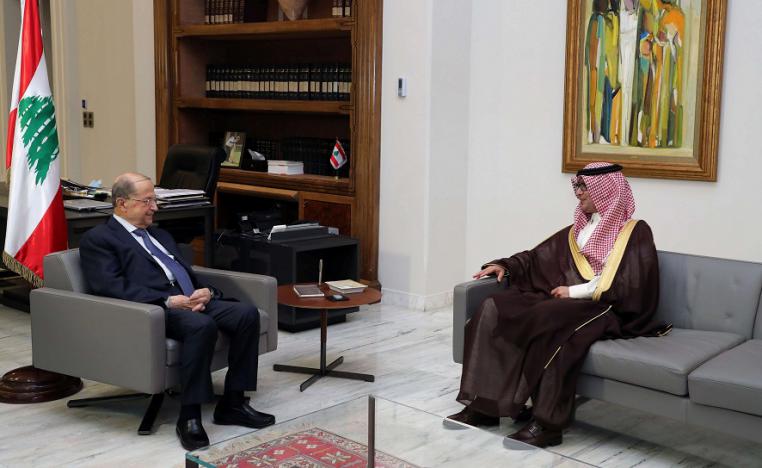 السفير السعودي لدى بيروت وليد البخاري في آخر لقاء له بالرئيس اللبناني ميشال عون