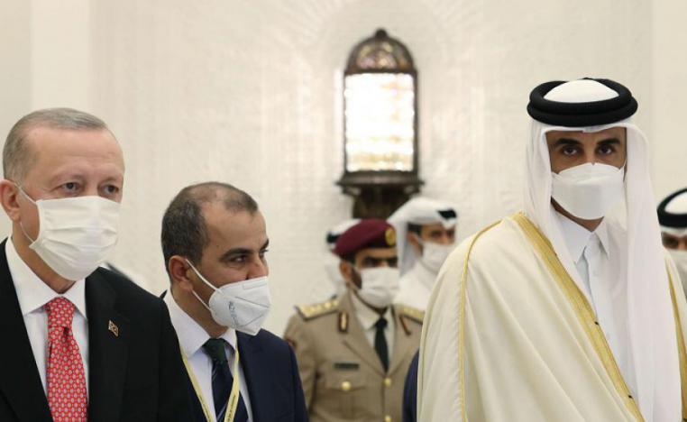 الرئيس التركي رجب طيب اردوغان وامير قطر الشخ تميم بن حمد