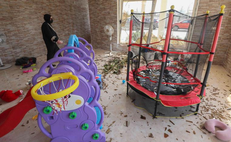 آثار الهجوم الإيراني على حضانة للأطفال في أربيل