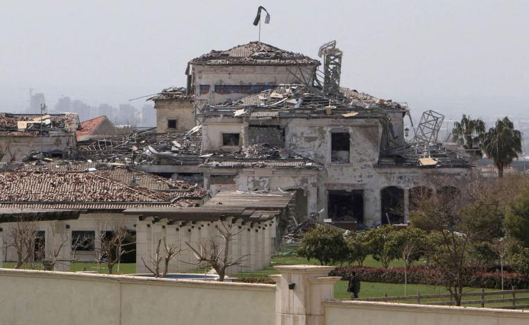 بناية متضررة من القصف الإيراني على أربيل