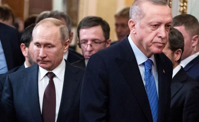 الرئيسان الروسي فلاديمير بوتين والتركي رجب طيب اردوغان
