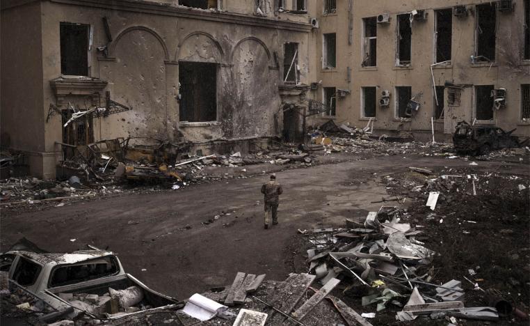 The regional administration building heavily damaged after a Russian attack earlier this month in Kharkiv, Ukraine