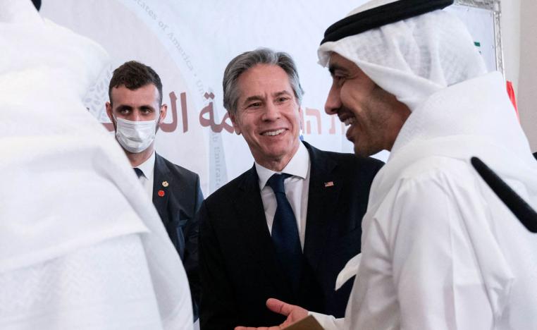 وزير الخارجية الاماراتي الشيخ عبدالله بن زايد ووزير الخارجية الأميركي انتوني بلينكن في قمة النقب