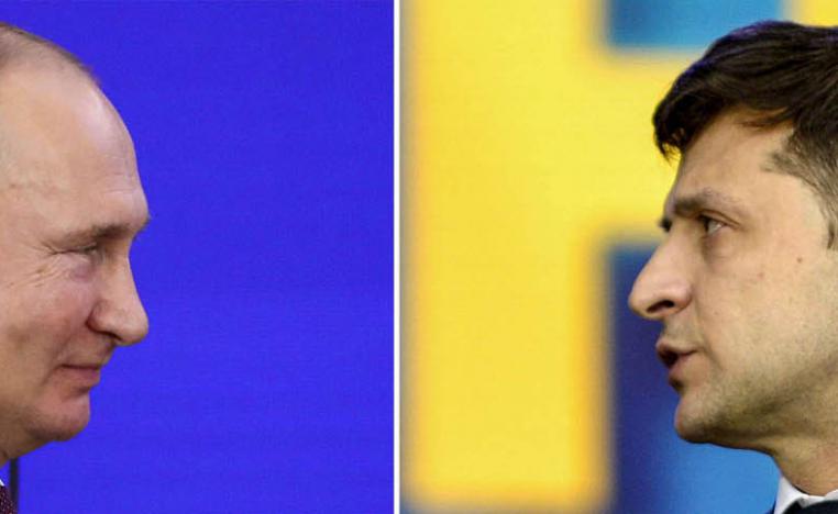 الرئيس الروسي فلاديمير بوتين والرئيس الأوكراني فلوديمير زيلنسكي