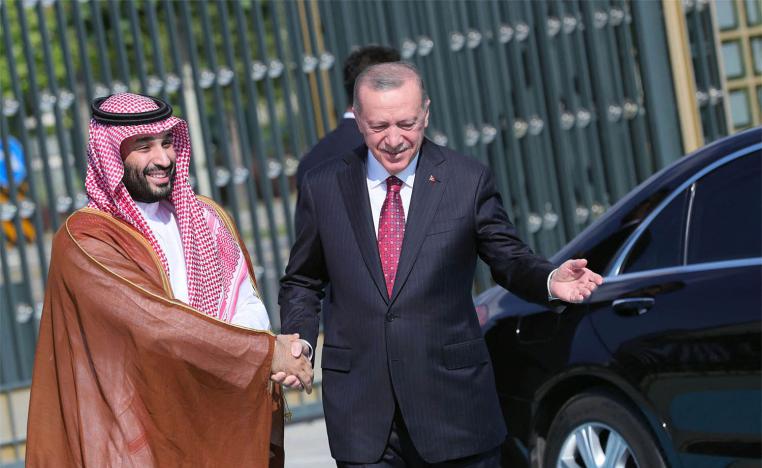 Erdogan welcomed Prince Mohammed at the presidential palace in Ankara