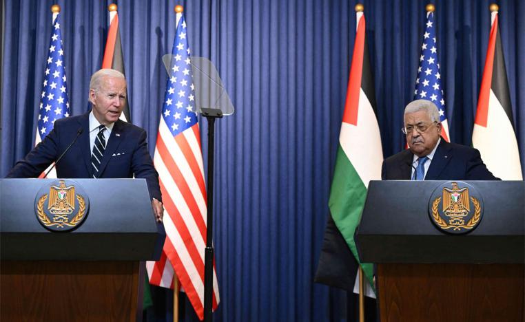 Biden pledged to keep up efforts to support a just solution to the Israeli-Palestinian conflict