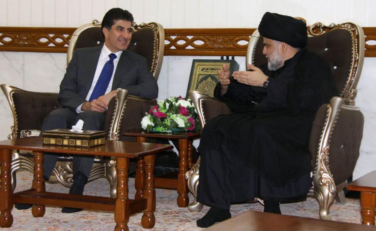 الرئيس الكردي نيجرفان بارزاني في زيارة لمقتدى الصدر