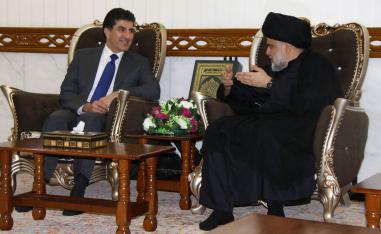الرئيس الكردي نيجرفان بارزاني في زيارة لمقتدى الصدر