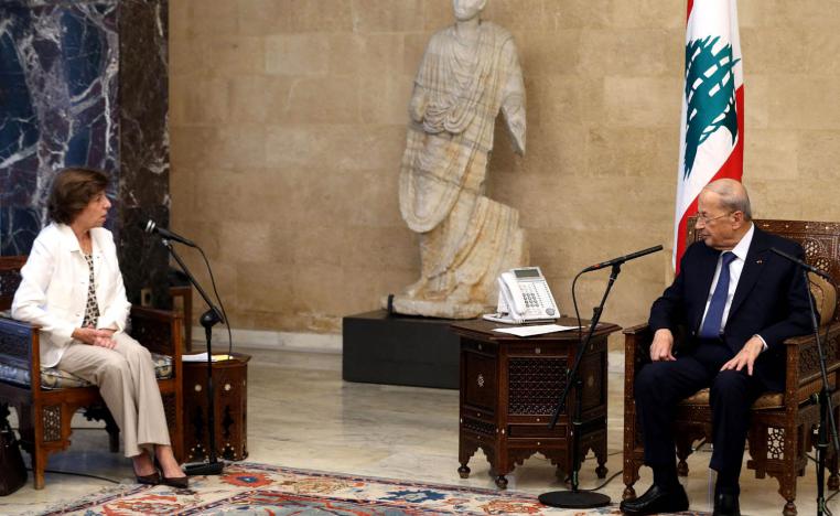 الرئيس اللبناني ميشال عون يستقبل وزيرة الخارجية الفرنسية كاثرين كولونا