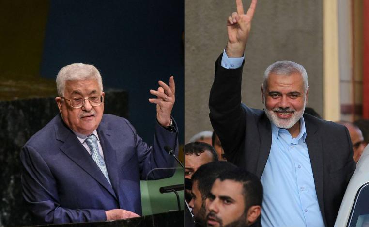 صورة مركبة لزعيم حماس إسماعيل هنية والرئيس الفلسطيني محمود عباس