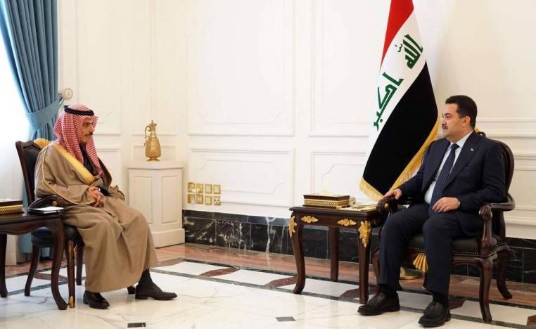 رئيس الوزراء العراقي محمد شياع السوداني يستقبل وزير الخارجية السعودي الأمير فيصل بن فرحان