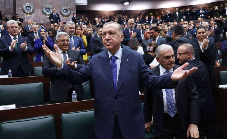 الرئيس التركي رجب طيب أردوغان خلال مؤتمر للحزب الحاكم في أنقرة