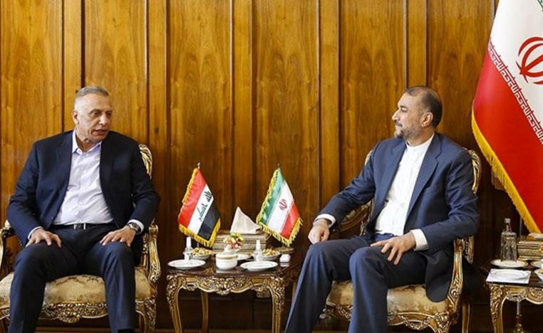 وزير الخارجية الإيراني حسين أمير عبداللهيان يستقبل رئيس الوزراء العراقي السابق مصطفى الكاظمي