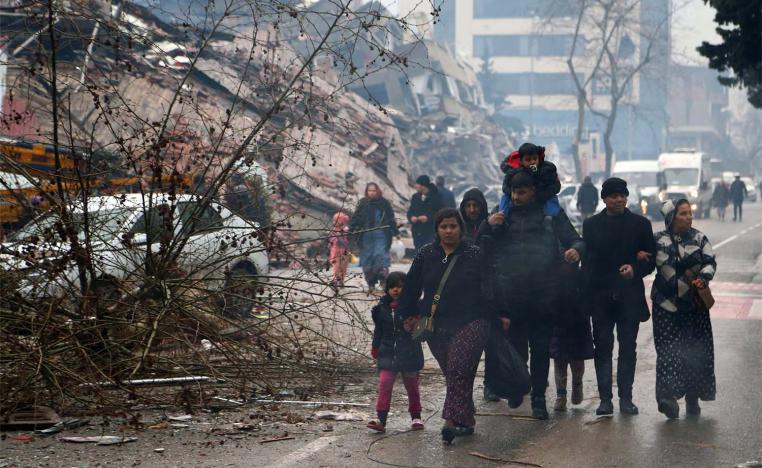 The powerful earthquake flattened apartment blocks 