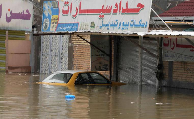 فيضان في النجف بعد امطار غزيرة