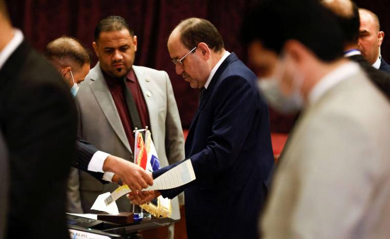 رئيس الوزراء العراقي الأسبق نوري المالكي خلال تصويت على الحكومة في البرلمان