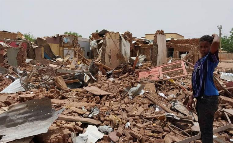 Damaged buildings in Khartoum