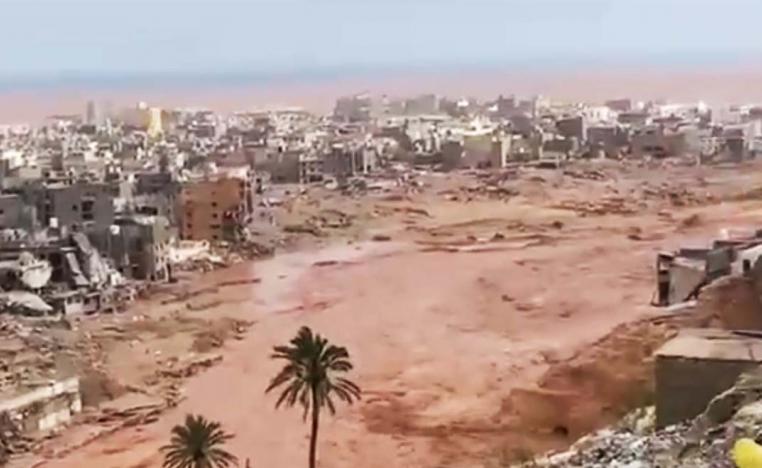 A bursting river destroyed houses on the banks