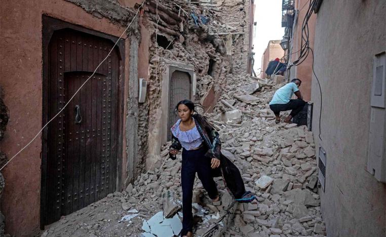 The rubble in the earthquake-damaged old city in Marrakesh