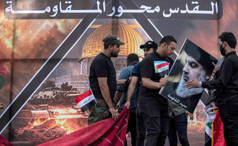 ناشطون عراقيون في البصرة يعدون منصة احتفال بمناسبة حرب غزة
