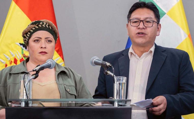 Bolivia's Deputy Foreign Minister Freddy Mamani (R)