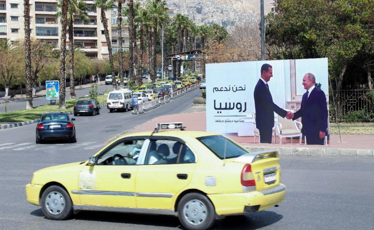 جدارية في دمشق للرئيسين بشار الأسد وفلاديمير بوتين