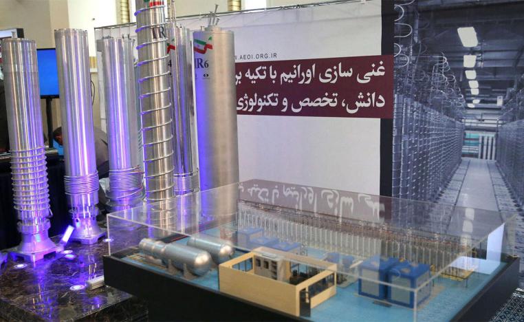 Iranian centrifuges on display at the Atomic Energy Organization of Iran in Tehran