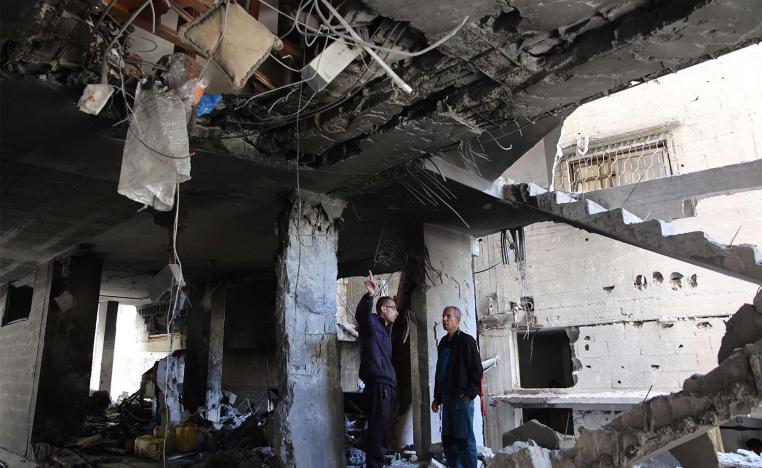 The aftermath of Israeli bombardment from air