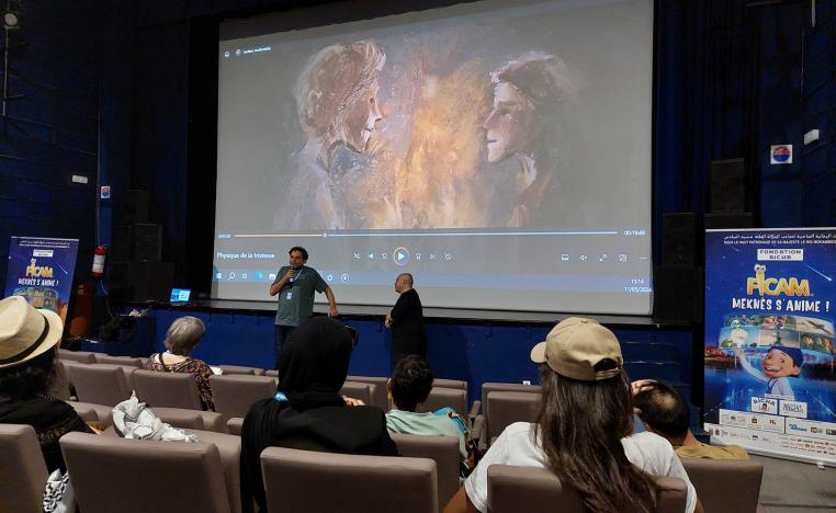 Ushev (L) explaining the making of his short films to the audience
