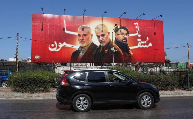 جدارية في بيروت لقاسم سليماني وإسماعيل هنية وفؤاد شكر