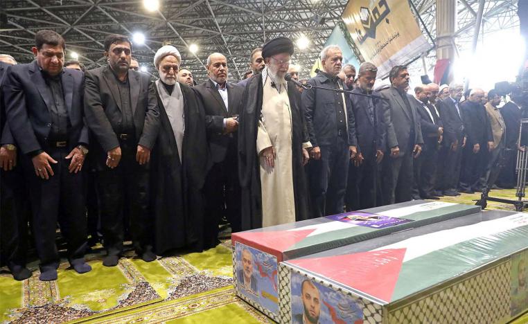 Khamenei leading funeral prayers for Haniyeh 