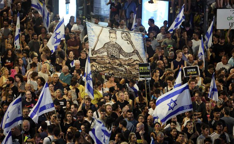 Israeli protesters in Tel Aviv