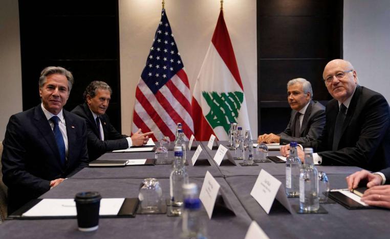 لقاء في لندن بين رئيس حكومة تصريف الأعمال في لبنان نجيب ميقاتي ووزير الخارجية الأميركية انتوني بلينكن