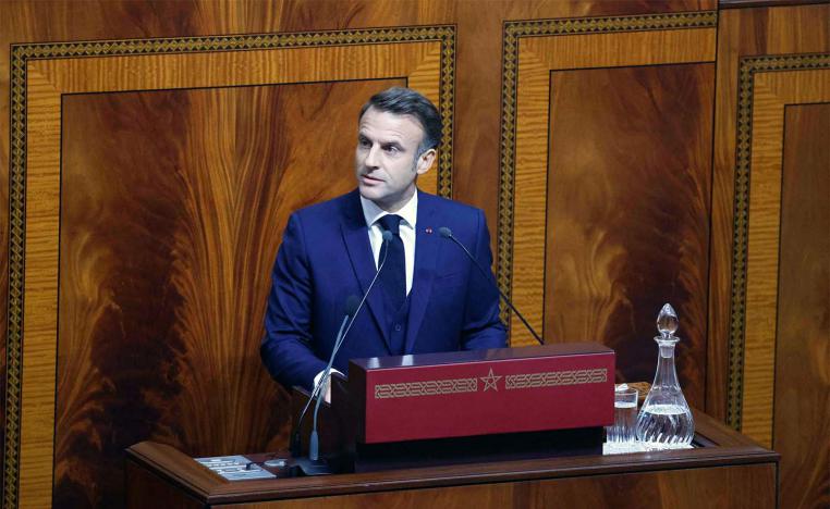 Macron addressing Morocco's parliament