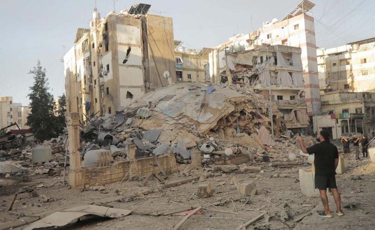 Buildings flattened by Israeli airstrikes on Beirut