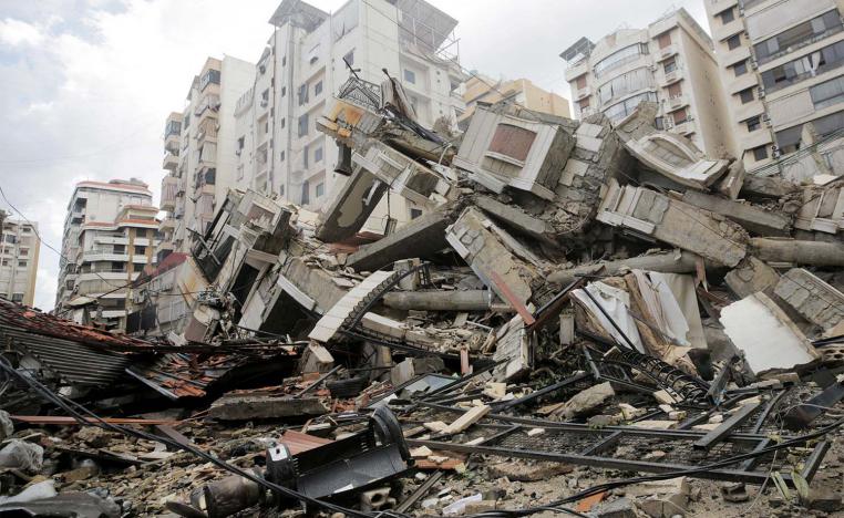 Buildings reduced to rubble in Beirut
