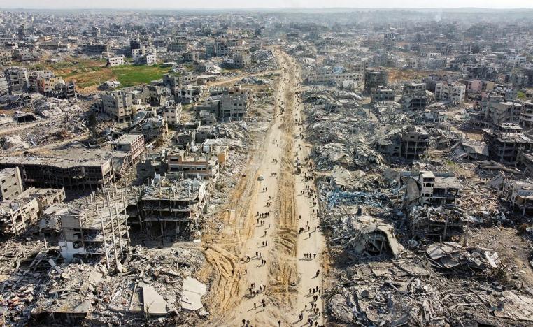 The rubble of houses and buildings in Jabaliya in the northern Gaza Strip