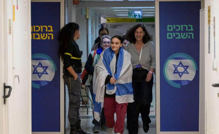 Released British-Israeli hostage Emily Damari arrives at Sheba Medical Center in Ramat Gan, Israel