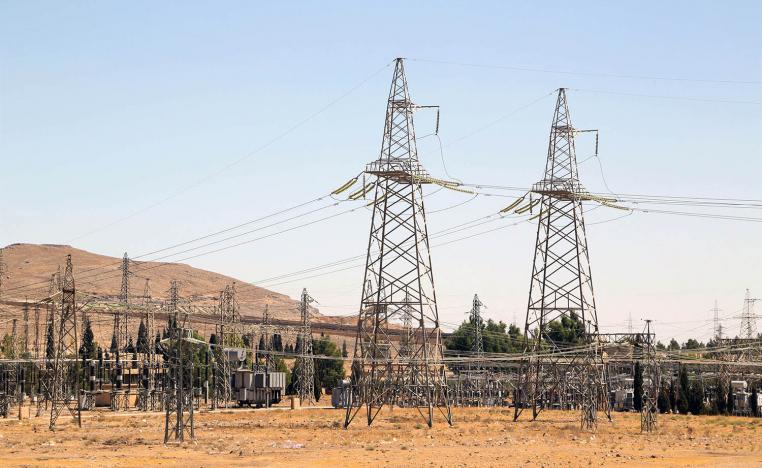 A view shows electricity pylon's in Kiswah, Damascus suburbs