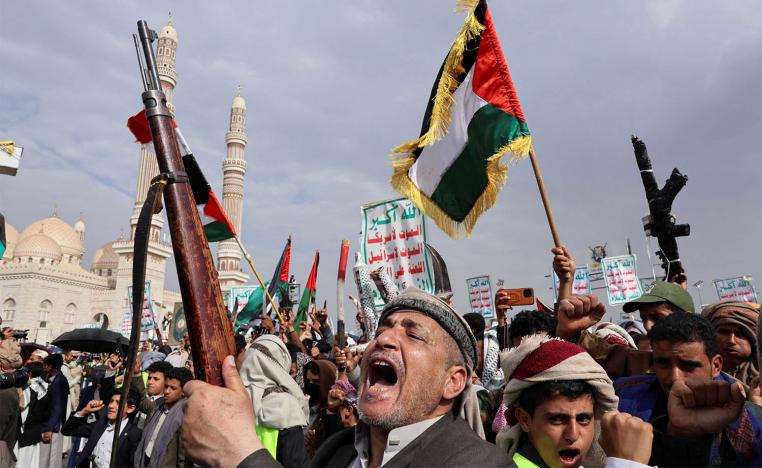 Yemen's Houthi fighters protest in support of Palestinians